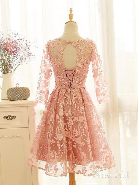 slim fit dress slacks Pink Ball Gown 3D Floral Long Sleeves Prom Dresses, SP653