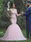 Pink Mermaid Wedding Dresses Vintage Lace Applique Ball Gowns Wedding Dresses AWD1060