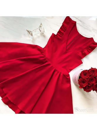 Pink Mini A Line Simple Homecoming Dresses Fit and Flare Skater Dress ARD1731-SheerGirl