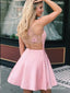 Mini vestidos de fiesta rosados ​​con bolsillo vestido de fiesta corto con cuentas ARD1562 