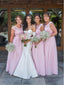 Pink Plus Size Bridesmaid Dresses Lace Top Chiffon Long Bridesmaid Dress ARD1674
