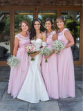 Pink Plus Size Bridesmaid Dresses Lace Top Chiffon Long Bridesmaid Dress ARD1674-SheerGirl
