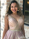 Pink Short Prom Dresses Stripe Print Cheap Plus Size Homecoming Dresses ARD1462-SheerGirl