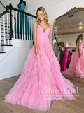 Pink Sparkly Tulle Ball Gown Layered Party Dress Sweetheart Neck Prom Dress ARD2894-SheerGirl