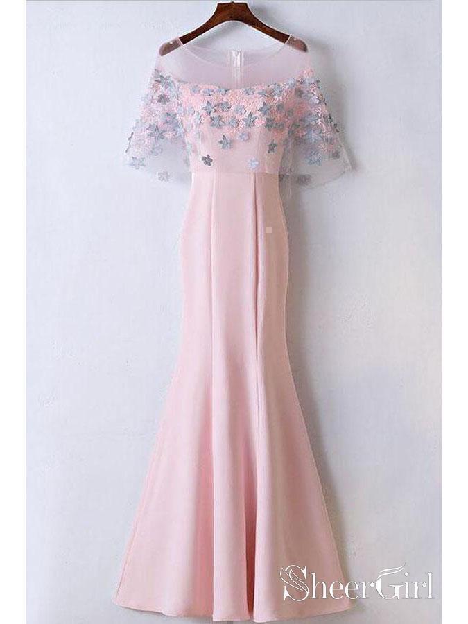 Pink Women's Elegant Formal Dresses See Through Mermaid Prom Dresses ARD1332-SheerGirl