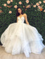 Pleated Bodice Sweetheart Necklin A Line Tulle Wedding Dress with Horsehair Hem AWD1746