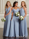 Pleated Chiffon Ruffled Neckline Bridesmaids Dresses ARD2489-SheerGirl