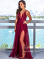 Pleated Sequins Bodice Sparkly Long Formal Dress with High Slit Long Prom Dress ARD2579
