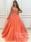 Pleated Tulle Quinceanera Dress Lace Applique Ball Gown Long Prom Dress ARD2809-SheerGirl