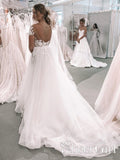 Plunging V-Neck Ball Gown Wedding Dress with Short Sleeves Backless Appliqued Bridal Gown AWD1699-SheerGirl