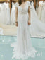Plunging V-Neck Lace Dress Wedding Gown with Short Sleeves Elegant Bridal dress AWD1635