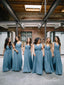 Vestidos de dama de honor largos azules de talla grande vestido modesto para madre de la novia PB10094 