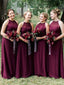 Plus Size Burgundy Long Bridesmaid Dresses with Halter Neck ARD1777