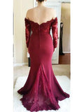 Plus Size Burgundy Mermaid Bridesmaid Dresses Long Sleeve Mother of the Bride Dress ARD1388-SheerGirl