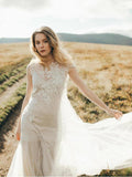 Plus Size Country Wedding Dresses Beaded Applique Sheath Rustic Wedding Dress AWD1202-SheerGirl