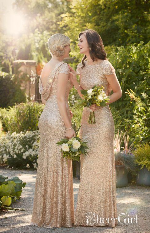 gold sequin bridesmaid dresses short Champagne Bridesmaid Dresses-Inexpensive Sequin Print Short Juliet 870 Champagne / M