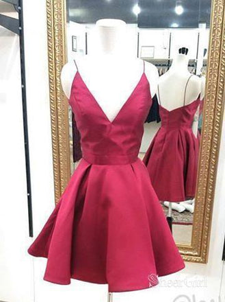 Plus Size Homecoming Dresses Cheap Burgundy Cute Junior Short Graduation Dresses ARD1117-SheerGirl