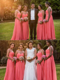 Plus Size Long Bridesmaid Dresses Beaded Watermelon Red Wedding Party Dresses APD3494-SheerGirl