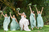 Plus Size Long Mint Bridesmaid Dresses V Neck Tulle Maternity Bridesmaid Dress ARD1703-SheerGirl