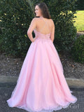 Plus Size Pink Prom Dresses Spaghetti Strap V Neck Ball Gown ARD2057-SheerGirl