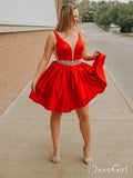 Plus Size Red Short Prom Dresses Backless Beaded Homecoming Dress ARD2016-SheerGirl