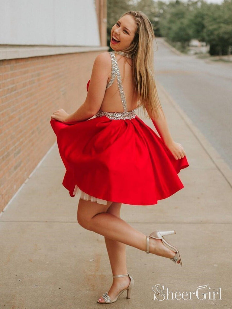 Plus Size Red Short Prom Dresses Backless Beaded Homecoming Dress ARD2016 Plus Size Red Short Prom Dresses Backless Beaded Homecoming Dress ARD2016