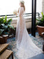 Svatební šaty s pouzdrem s krajkou větší velikosti Skromné ​​svatební šaty s dlouhým rukávem a vlečkou AWD1217 