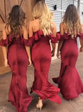 Plus Size Spaghetti Strap High Low Mermaid Burgundy Bridesmaid Dresses ARD1754-SheerGirl