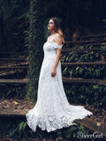 Plus Size White Lace Wedding Dresses Off the Shoulder Country Wedding Dresses AWD1212-SheerGirl