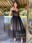 Polka Dots Black Tulle Dress with Corset Bodice Tea Length Prom Dress ARD2673