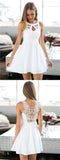 Princess Scoop Chiffon White Boho Homecoming Dresses Short MCL1012-SheerGirl