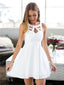 Princezna Scoop Chiffon White Boho Homecoming Dresses Short MCL1012 