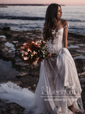 Princess Shimmering Full A-Line Gown with Sleeves Off Shoulder Wedding Dress AWD1776-SheerGirl