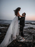 Princess Shimmering Full A-Line Gown with Sleeves Off Shoulder Wedding Dress AWD1776-SheerGirl