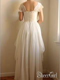 Princess/A-line Cap sleeves Chiffon Floor Length Vintage Beach Wedding Dresses Boho BMD1001-SheerGirl