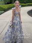 Print Lavender A-line Princess Corset Bodice Prom Dresses Long Formal Dresses Bridesmaid Dresses ARD2873