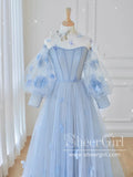 Puff Long Sleeves Corset Bodice A Line Tulle LONG Prom Dress ARD2666-SheerGirl