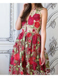 Red Floral Prom Dresses Embroidery See Through Elegant Formal Dresses ARD1338-SheerGirl