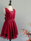 Red Lace Short Homecoming Dresses Cheap Cute Homecoming Dress with Bow ARD1481-SheerGirl