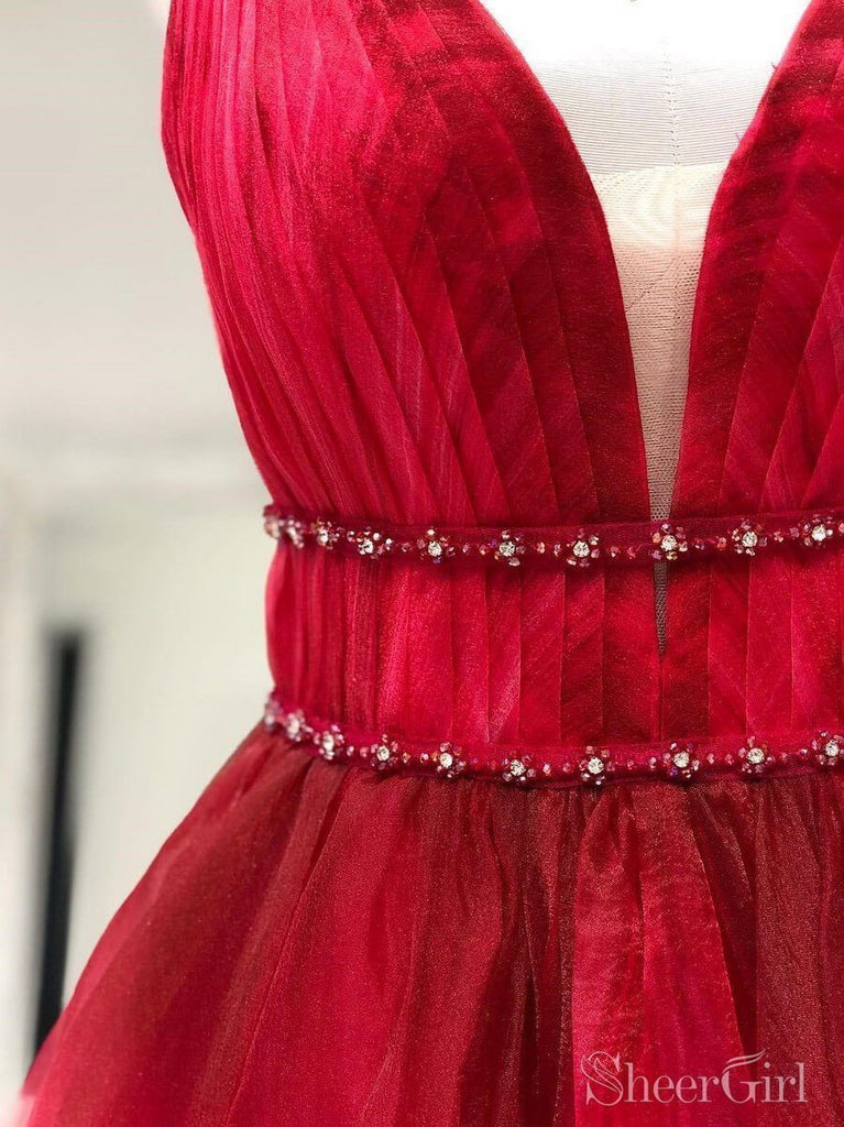 Red Ombre Prom Dresses V Neck Long Tulle Prom Dress for Junior ARD2137 Red Ombre Prom Dresses V Neck Long Tulle Prom Dress for Junior ARD2137