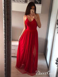 Red See Through Long Prom Dresses Silver Simple Tulle Prom Dress with Slit ARD1739-SheerGirl