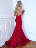 Red Spaghetti Strap Mermaid Prom Dresses Beaded Formal Dress ARD2311-SheerGirl