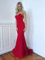Červené šaty se špagetovým řemínkem Mořská panna na ples Společenské šaty s korálky ARD2311 
