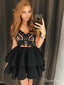 Retro Lace Black Homecoming Dresses Spaghetti Strap Little Black Dress ARD1597