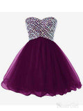 Rhinestone Beaded Bodice Purple Tulle Skirt Strapless Hoco Dresses,apd1765-SheerGirl