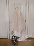 Romantic Tulle & Blossom Net A-line Gown with Lace Straps Sweep Train Wedding Dress AWD1800-SheerGirl