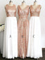 Rose Gold Cheap Prom Dresses V Neck Long Mismatched Bridesmaid Dresses PB10021