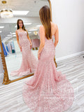 Rose Gold Sequins Mermaid Prom Dresses Corset Bodice Pageant Formal Dress ARD2901-SheerGirl