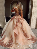 Rosewood Appliques Sweet Heart Neckline Ball Gown Quinceanera Dresses Prom Dresses ARD2505-SheerGirl