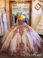 Nášivky z růžového dřeva Sladké srdce Výstřih Plesové šaty Quinceanera Šaty Plesové šaty ARD2505 